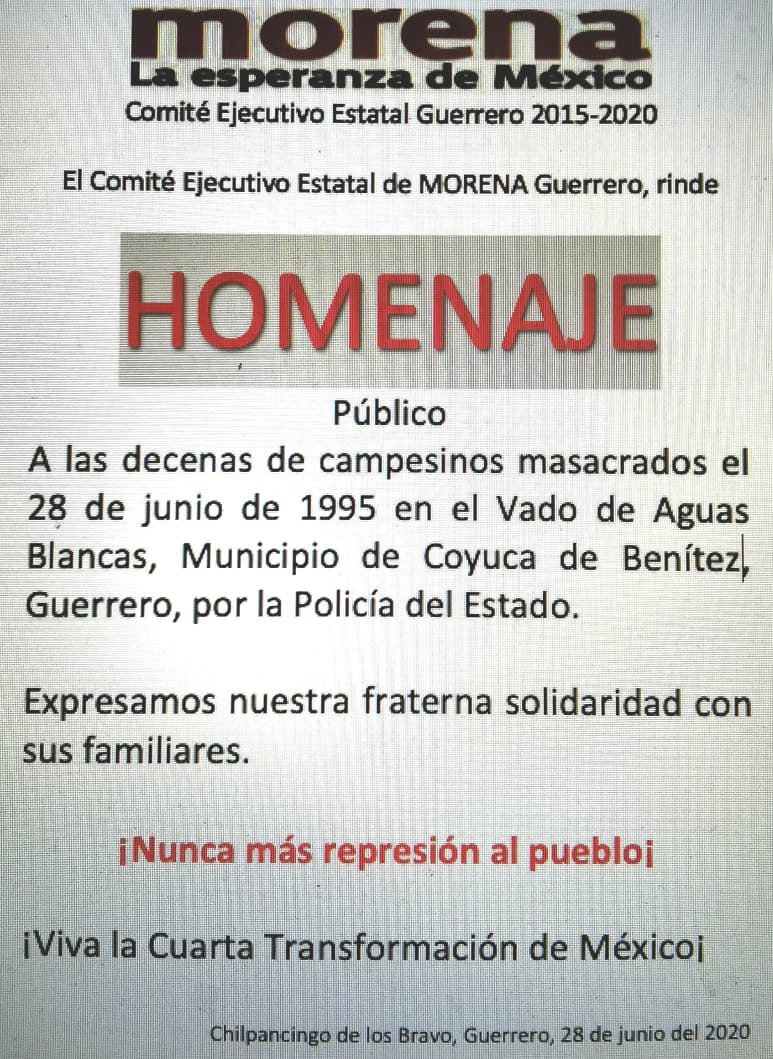 El Comité Ejecutivo Estatal de Morena Guerrero, Rinde Homenaje. – morena  guerrero